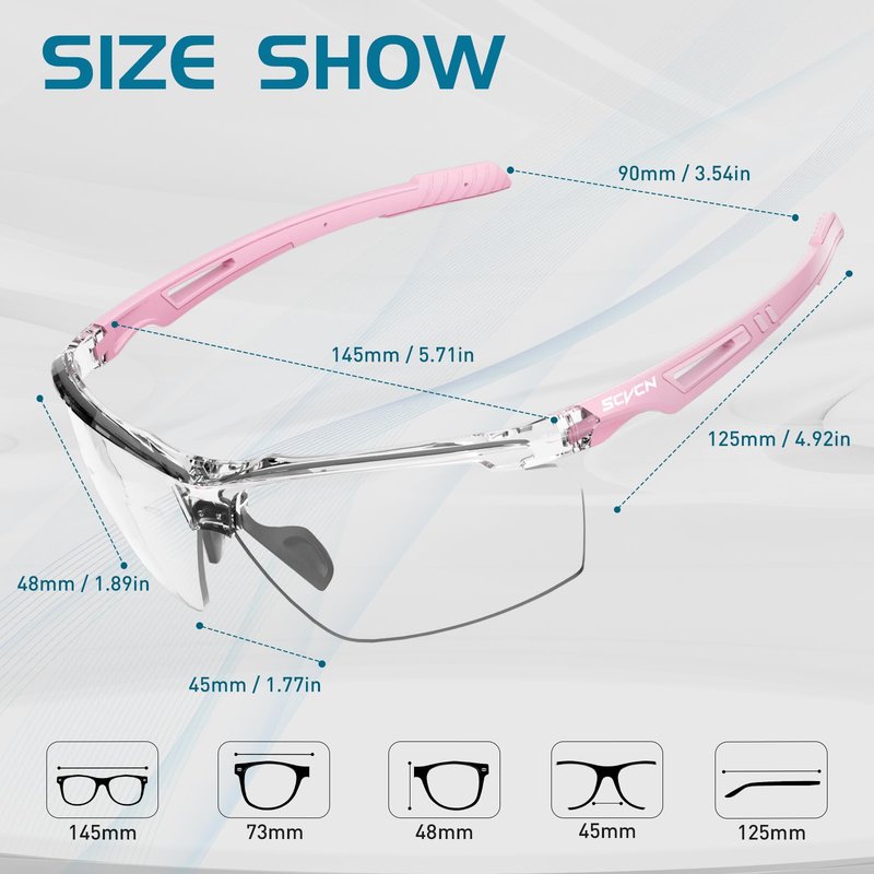 SCVCN Photochromic Sport Sunglasses Cycling Clear Glasses Men Women UV400 Protection MTB BMX Fishing Running Riding Golf Driving Bike Softball Baseball 11