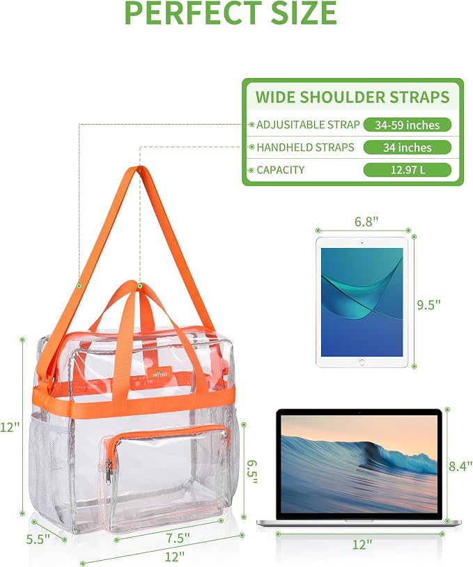 MAY TREE Clear Bag for Stadium Events 12×6×12 Clear Tote Lunch Bag