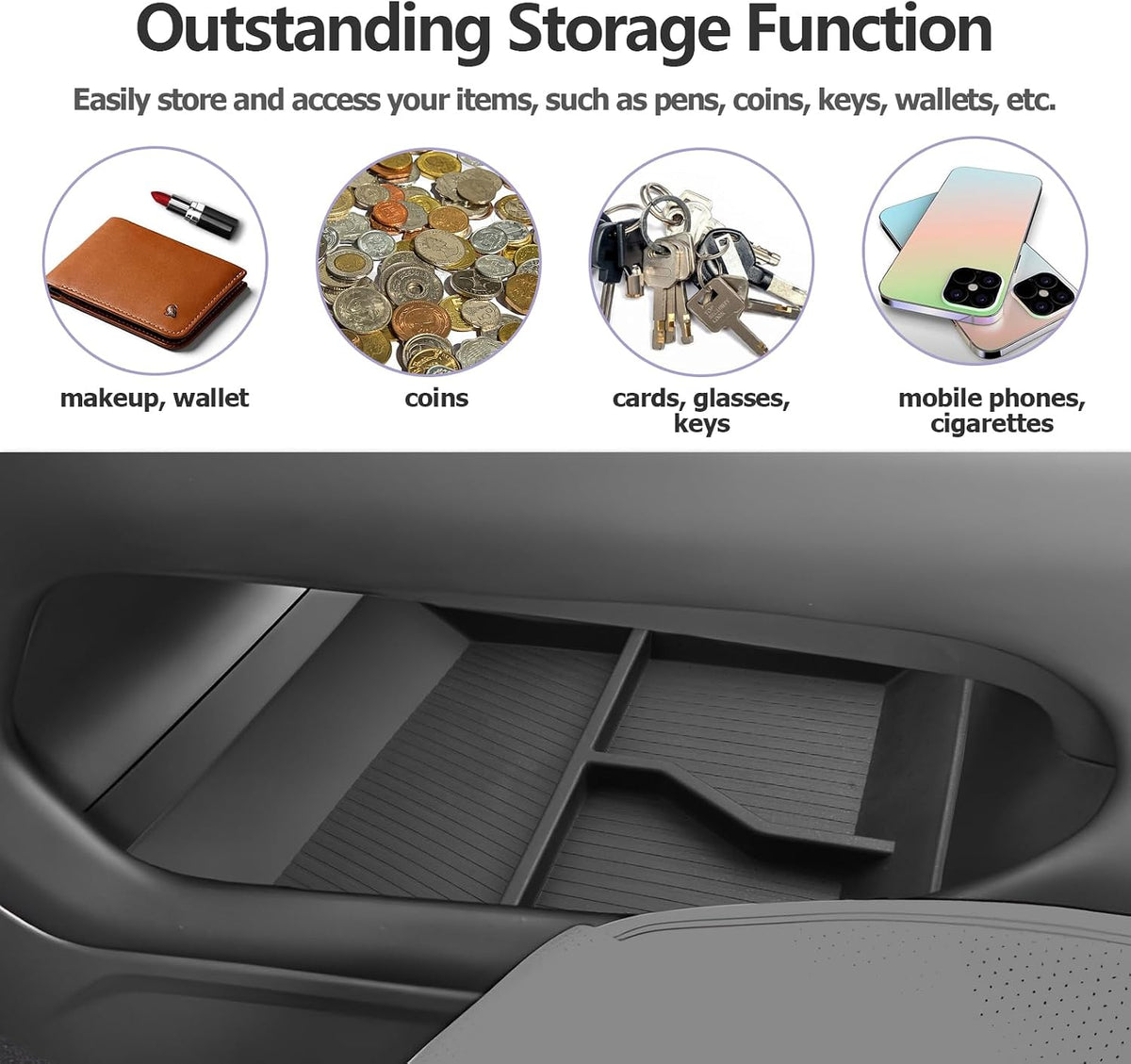 LUWU for 2024 Atlas Center Console Organizer 2024 Atlas VW Armrest Storage Armrest Organizer Insert Tray 2024 VW Atlas Lower Console Organizer Storage Tray 2024 VW Atlas Accessories
