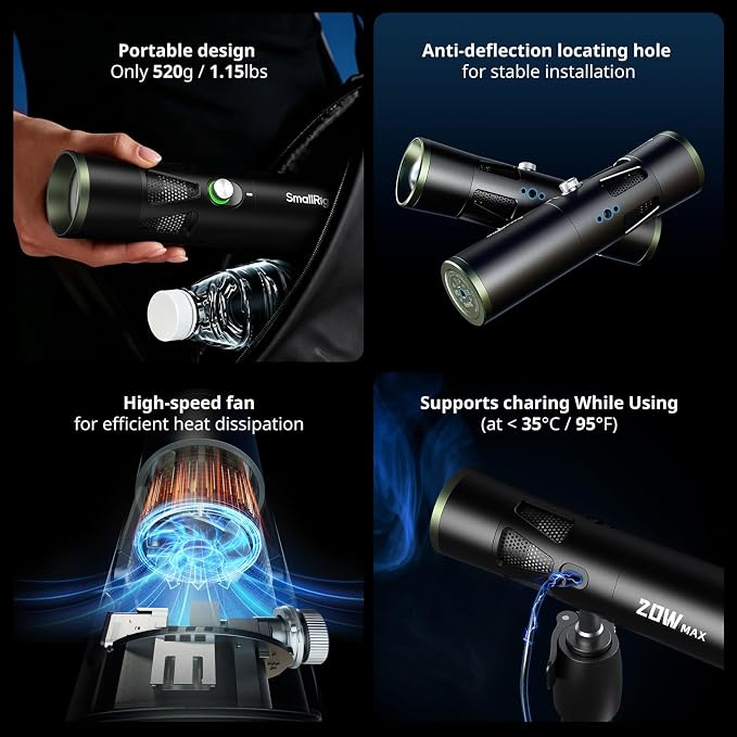 SmallRig RF 20C 20W LED Photography Flashlight, 5 Colors CRI 97 TLCI 99
