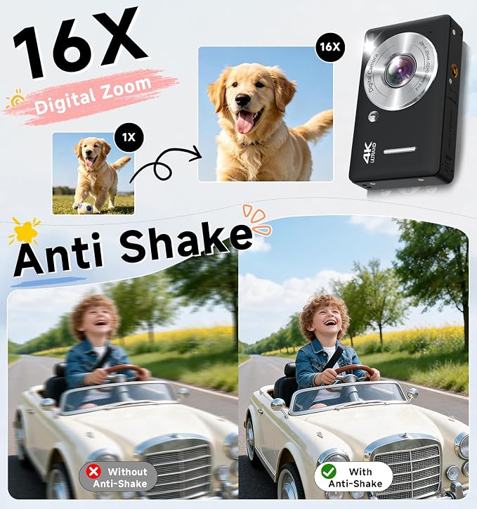 Digital Camera, 44MP FHD 1080P Point and Shoot Digital Camera
