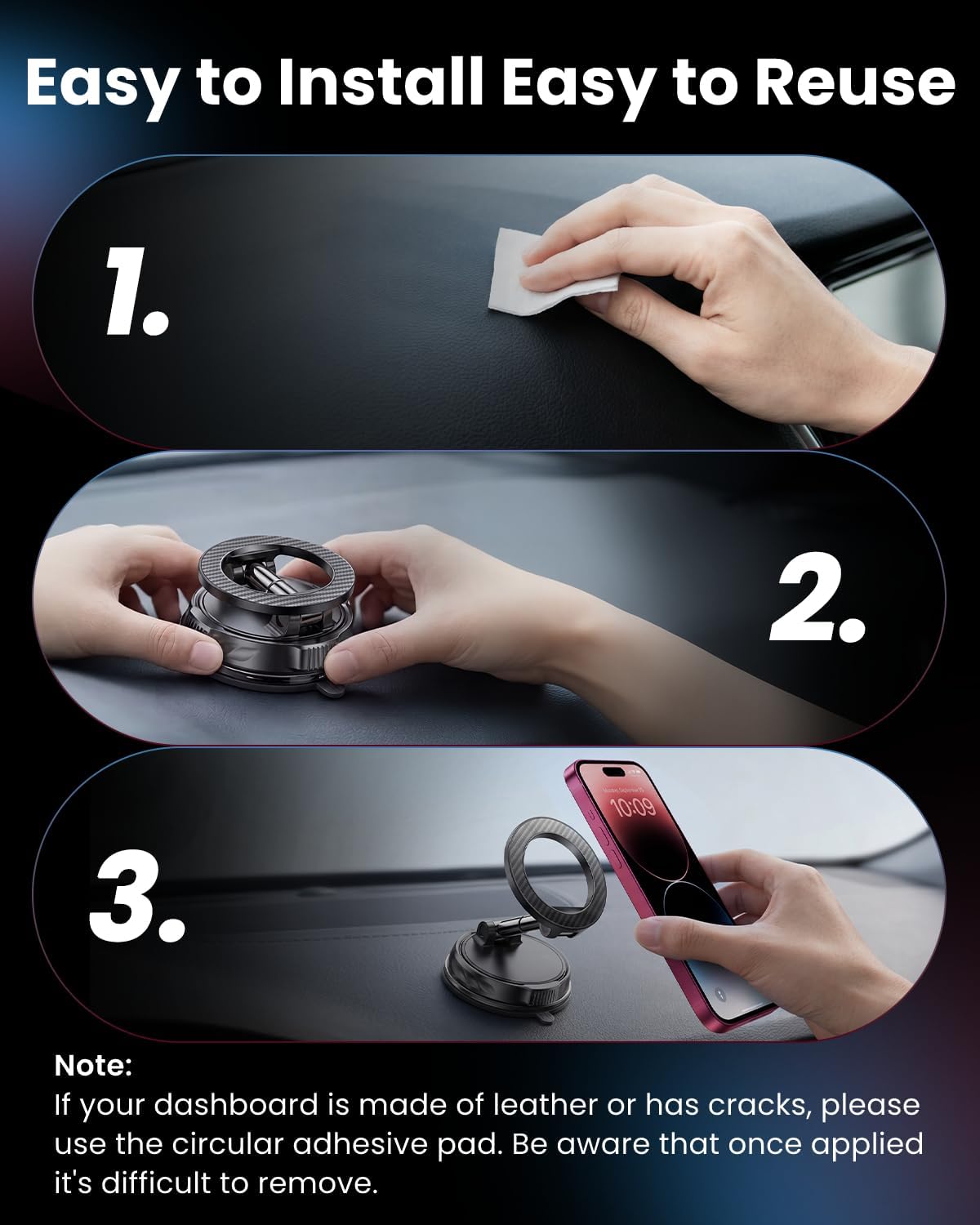 for MagSafe Car Mount [3000gf Strong Magnet & 108+LBS Suction]