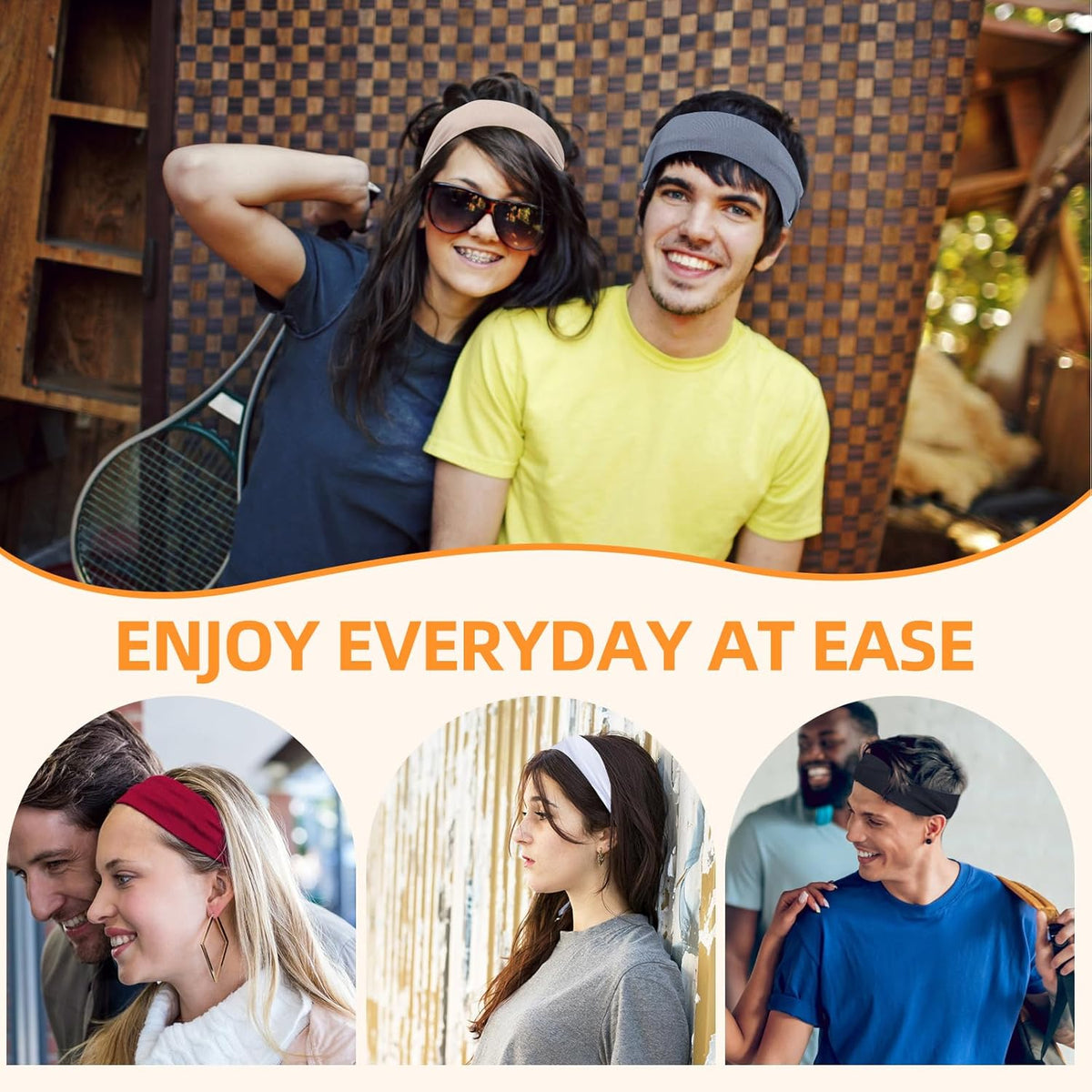 Skiennix 8PCS Non-Slip Sports Headbands - Soft Elastic Design for Sweat Absorption | Ideal for Workouts & Travel