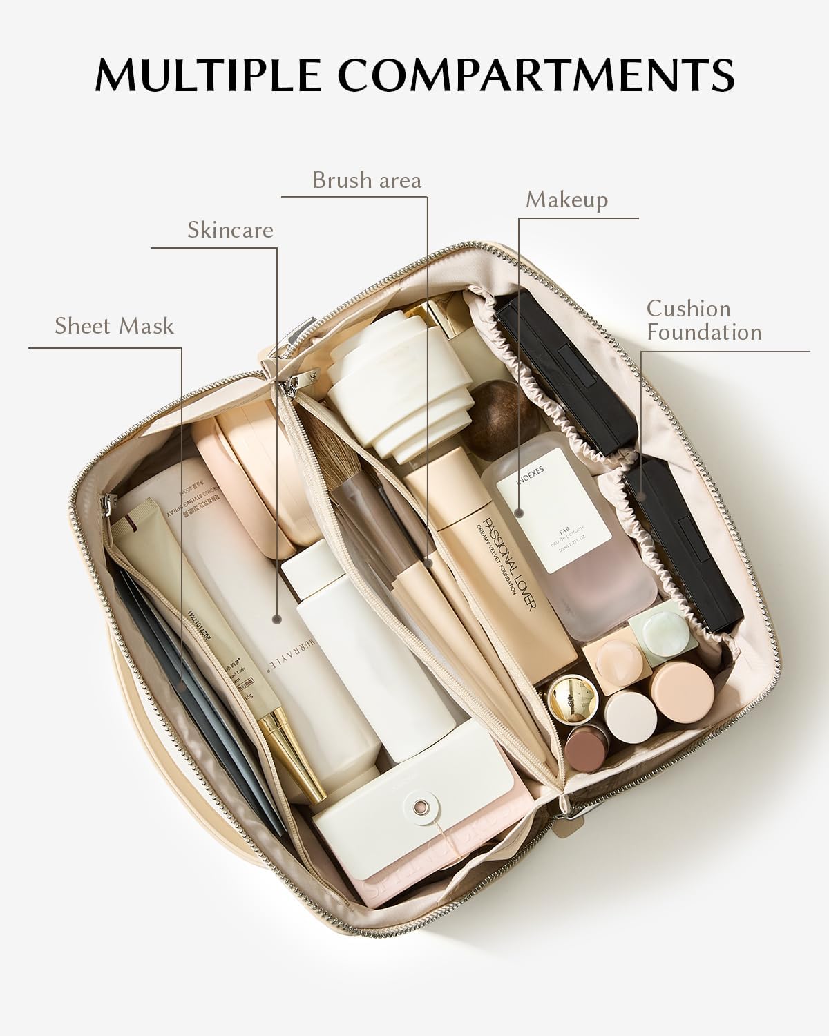 EACHY Travel Makeup Bag for Women, Personalized Initial C Cosmetic Bag