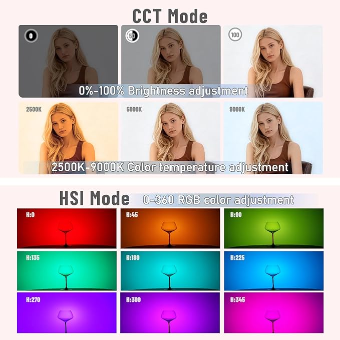 NiceFoto RGB Video Lights, 360° Full Color LED Video Light