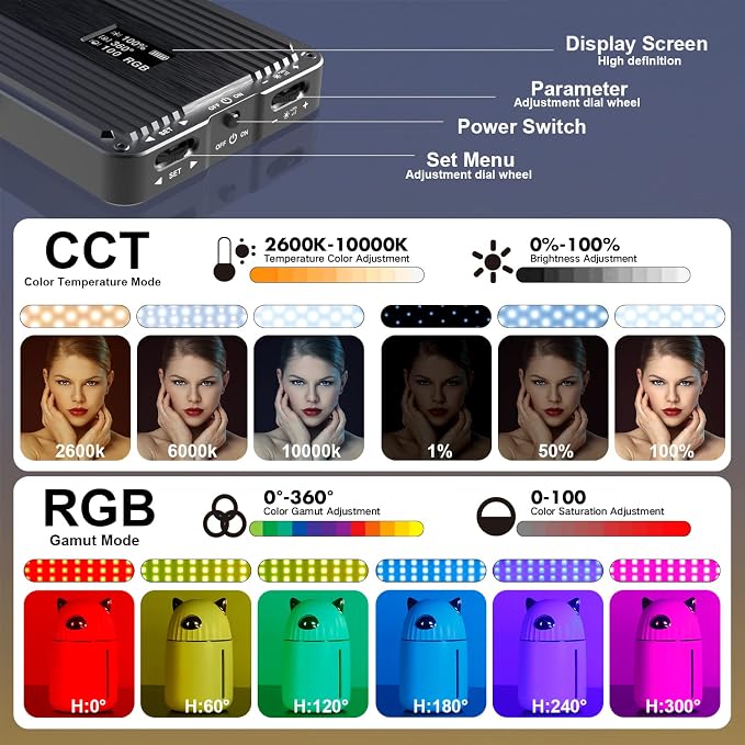 IVISII G2 Pocket RGB Camera Light, Built-in 7200mAh Rechargeable Battery