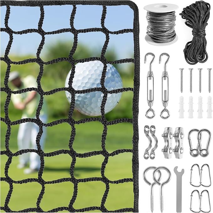NQB Golf Practice Net with Steel Hanging Kit & Nylon Rope, Hitting Net for Multiple Sports