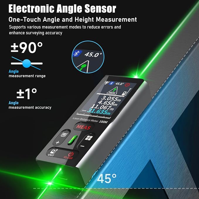 ZC-L387 Laser Measuring Tool 328Ft /100m Dual Green Laser Rangefinder Green