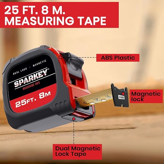 Sparkey 25ft/8M Retractable Tape Measure