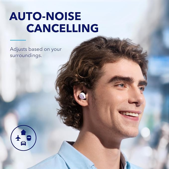 Soundcore by Anker Space A40 Adaptive Active Noise Cancelling Earbuds | Reduce Noise by Up to 98%, Ultra Long 50H Playtime, 10H Single Playtime, Hi-Res Sound, Comfortable Fit, Wireless Charge