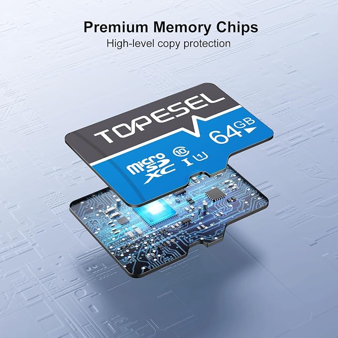 TOPESEL 10 Pack 64GB Micro SD Card Class 10 Micro-SDXC Memory Card UHS-I