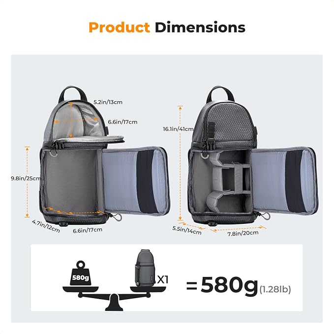 K&F CONCEPT Camera Sling Bag Crossbody Bag Camera Shoulder Backpack