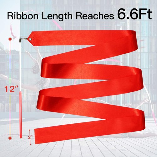 Novelty Place Dance Ribbons Streamers - 6.6Ft Kids' Gymnastics Ribbon Wands | Perfect for Talent Shows & Artistic Dancing (10Pcs or 2Pcs)