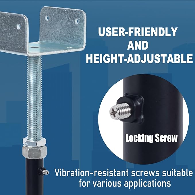 4 Pack U-Shaped Floor Jack for 4x2, 4x4, 4x6 Joists - Adjustable Steel Telepost with U-Head, Mini Screw Jack, Post Jack.9-13 Inch Adjustment Range.