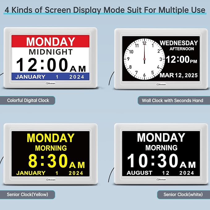 Soobest Dementia Digital Clock for Seniors Elderly, 20 Alarm Reminders 3