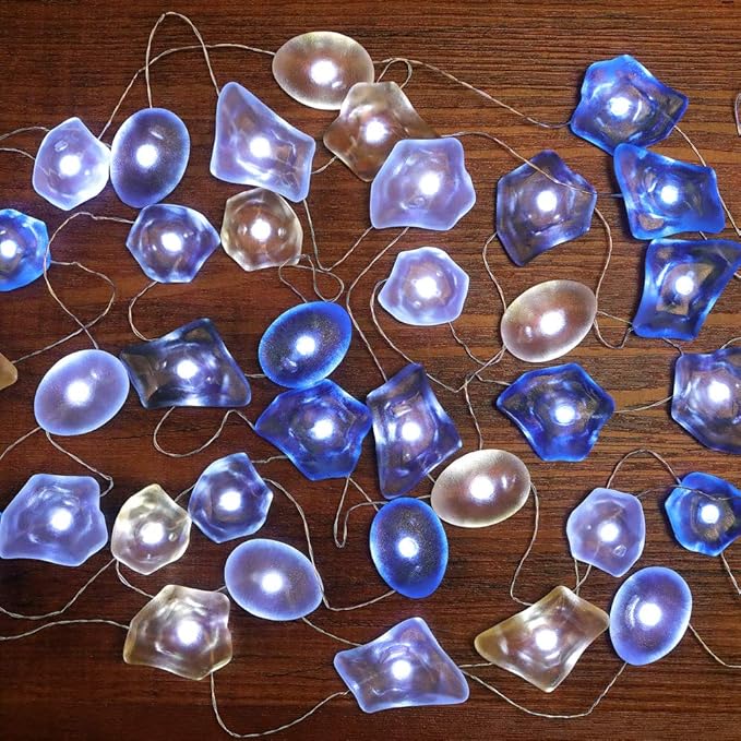 Sea Glass String Lights, Beach Theme Decorative Lights 19 Ft 40 LED USB Plug-in with Remote and Timer for Indoor Outdoor Tent Wedding Nursery Bedroom Party Birthday