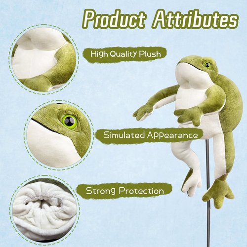 Funny Frog Golf Headcover, Small Size Fits Hybird and Irons, Large Size Fits Standard 460cc Driver Head,Animals Plush Golf Club Head Covers