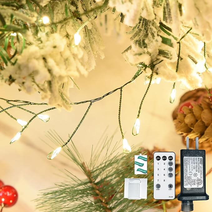 Dailyart Fairy Lights Plug in 500 Led with Remote 42Ft String Light with Timer Waterproof Lights for Bedroom Wreath Party Window Wedding Decoration Warm White Green Wire