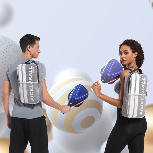 2024 Pickleball Paddles Set 2, with 1 White and 1 Black Racket, Honeycomb Fiberglass Board, 4 Pickleball Balls, 2 Cooling Towels, 2 Sweatbands, Pickleball Bag