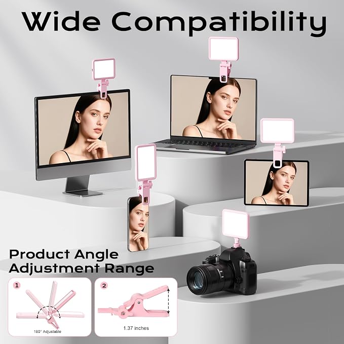 Rechargeable Soft Selfie Light for Phone, 4-14H Battery Portable LED Light for