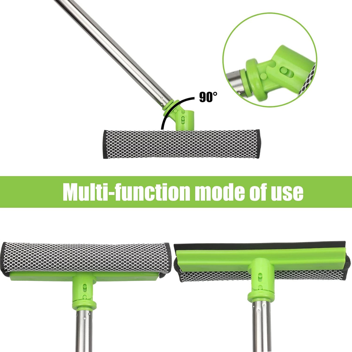 LumiMokki 62 " Car Wash Mop Kit - Car Cleaning Mop with Long Handle Stainless Steel Pole for RVs, SUVs, Trucks and Buses (Green)
