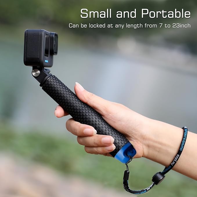 GEPULY 7''-23''Waterproof Pole Selfie Stick Pocket Size Underwater Handle Grip
