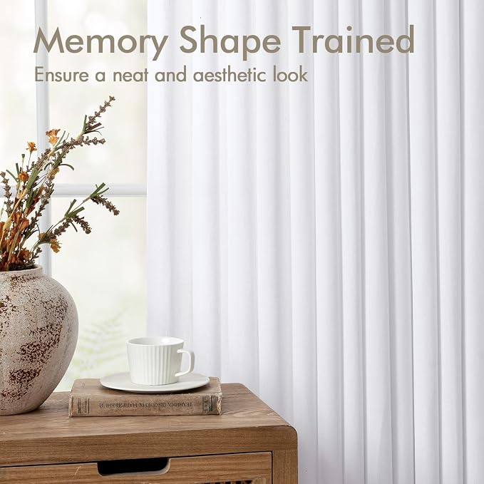 ANRODUO Memory Trained Pinch Pleated Curtains 90 Inches Long, Viral Linen Pinch