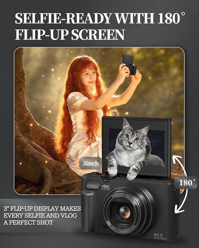 4K Digital Camera for Beginners & Teens, Autofocus Vlogging Camera