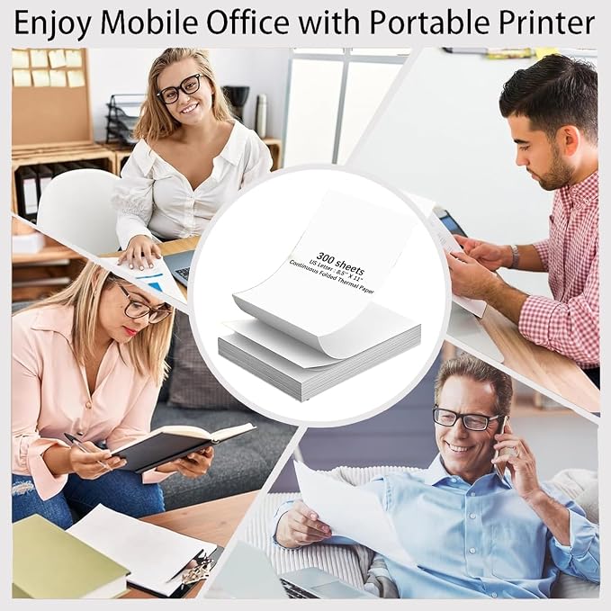 300 Sheets Thermal Printer Paper Continuous Folded 8.5 x 11 Inches US Letter