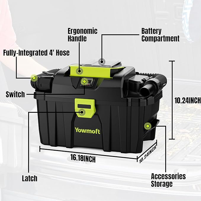 20V Cordless Shop Vac, 2.5 Gallon Shop Vacuum with 4.0Ah Battery(2 Packs)
