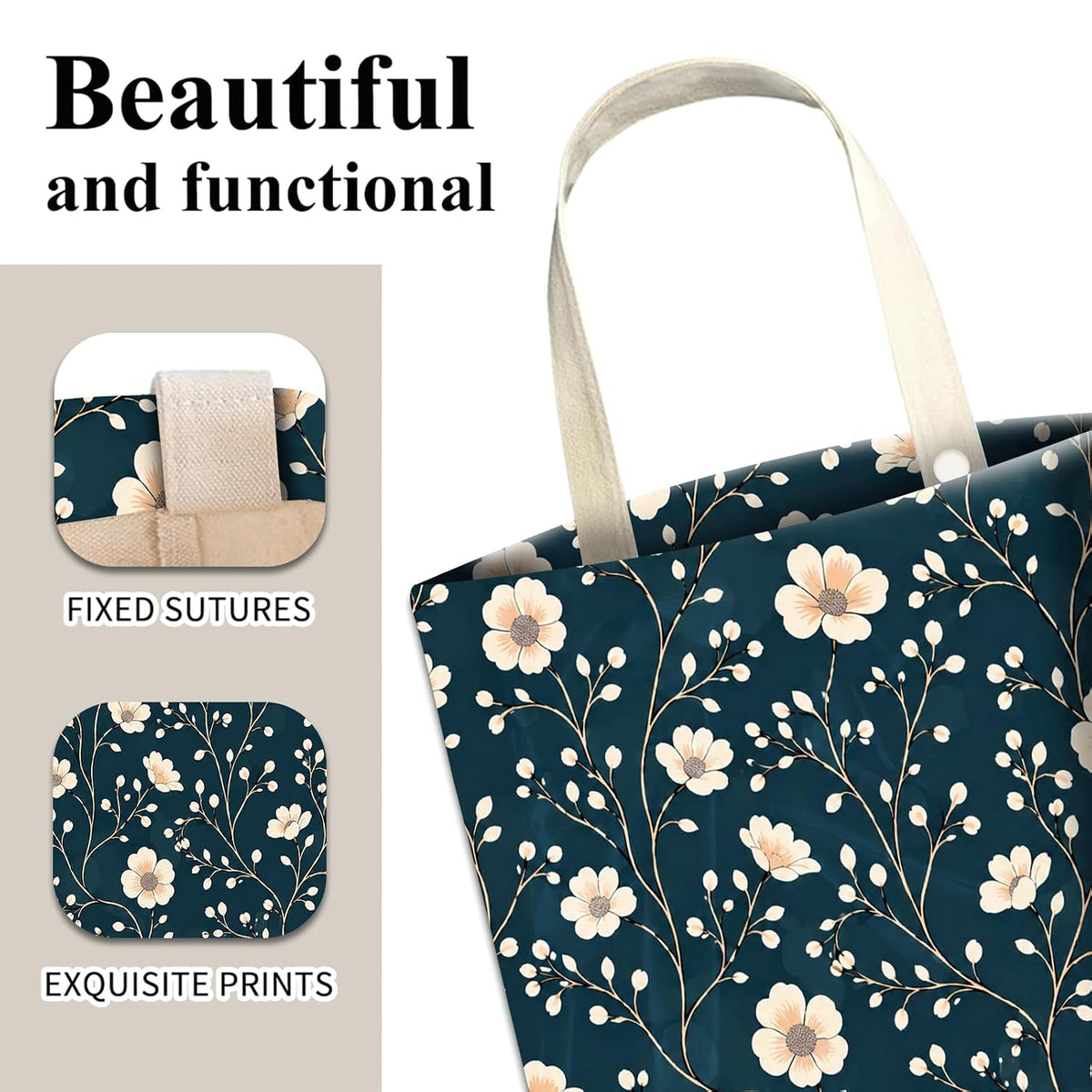 Car Trash Can, Cute Car Trash Bag, Hanging Car Organizer and Storage Bag, Trash Bin for Car Accessories, Vehicle, Travelling, Camping Cute Blue Beige Floral