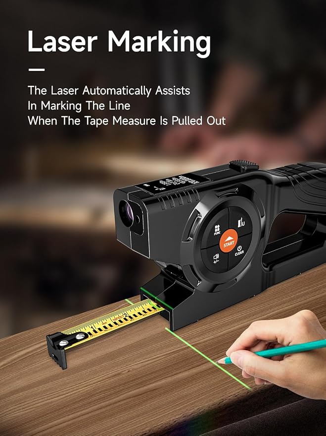 3-in-1 Digital Tape Measure, 196Ft Laser Measurement Tool & Auto Lock Tape