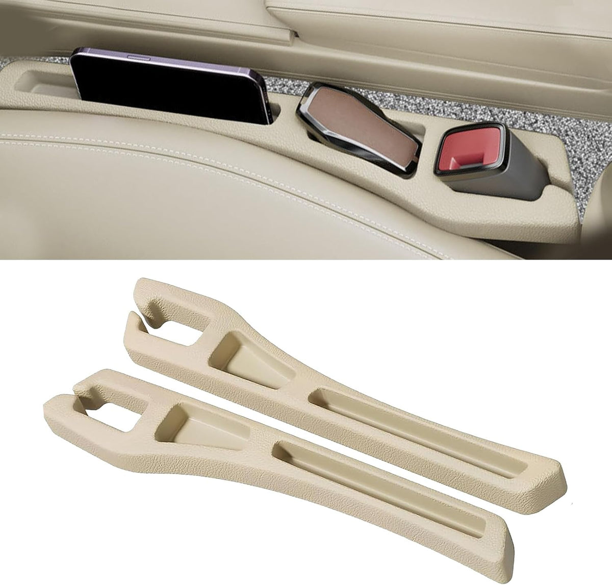 2PCS Car Seat Gap Filler Organizer, Multifunctional Car Gap Filler Organizer Storages Function for Storing Phones Keys Cards, Universal No Drop Seat Guard for Cars ﻿ (Red)