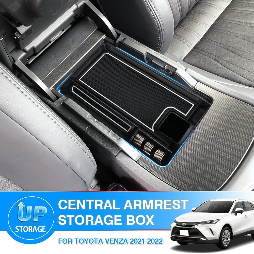 Autorder Center Console Organizer for 2021-2024 Toyota Venza Accessories Armrest Storage Box Secondary Insert Tray with 2 Color Mats