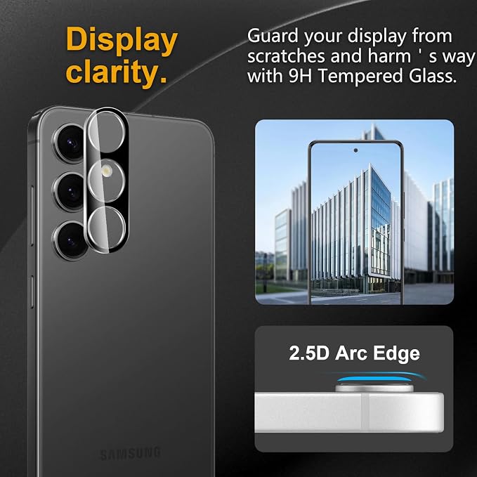 3 Pack Camera Lens Protector for Samsung Galaxy S24/S23/S23 Plus, Tempered Glass