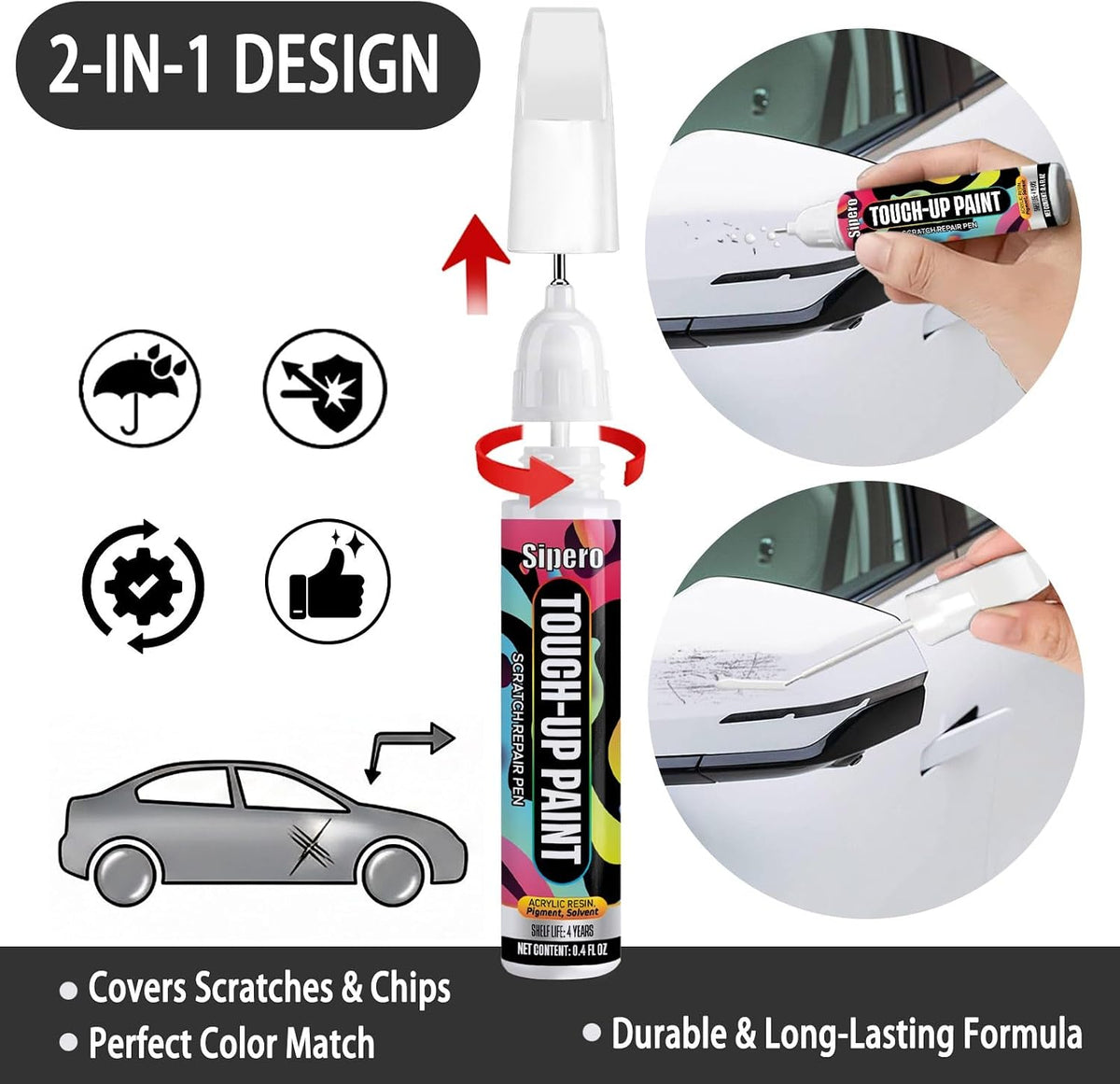 Silver Zynith (PSE/SSE) for Jeep Touch Up Paint Pen - Exact OEM Match for Chips & Scratches - Compatible with Grand Cherokee, Wrangler, Compass