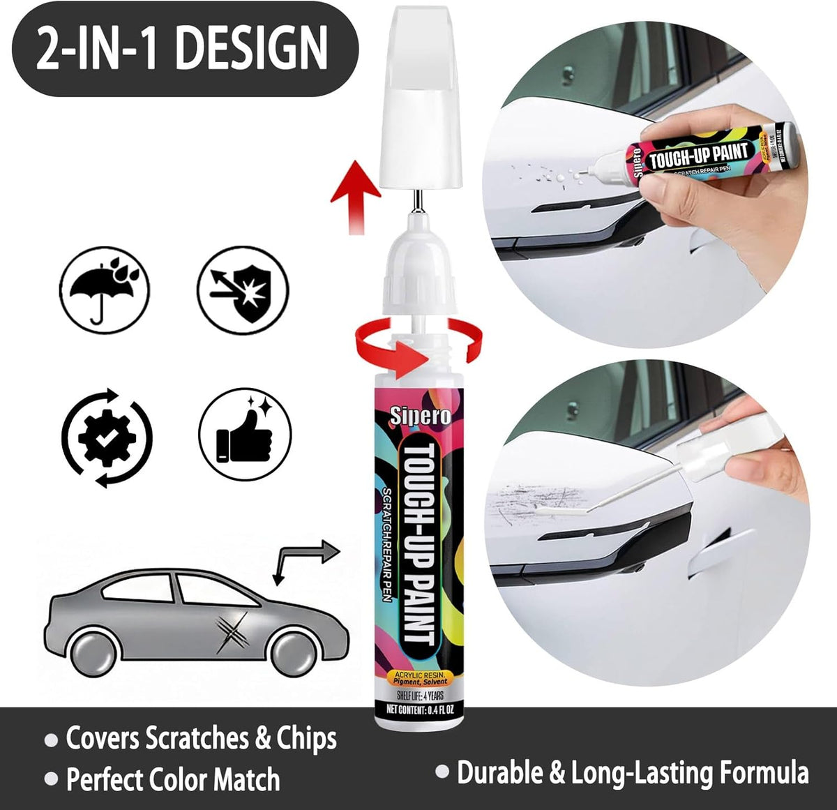 Brilliant Silver Metallic (K23) Touch Up Paint for Nissan – Exact Color Match Scratch Repair Pen – for Rogue, Altima, Sentra