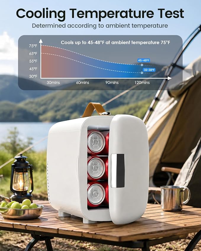 FANSEXPERT Cosmetic Fridge, Portable Mini Fridge for Skincare Food Drinks, 4L/6 Can Electric Plug In Cooler & Warmer, AC/DC Skincare Refrigerator for Bedroom Office Car Dorm (White)