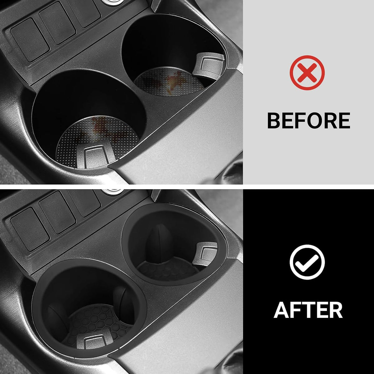 Hellet 2PCS Car Cup Holder Compatible with Toyota 2006-2012 RAV4 Accessories Silicone Material OEM Style Inserts Center Console Organizer