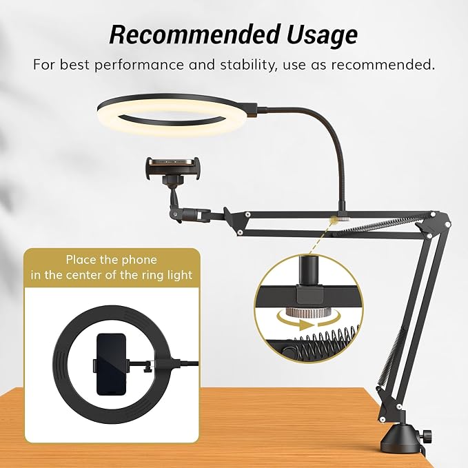TONOR Overhead Ring Light Kit, Adjustable Angle, Suitable