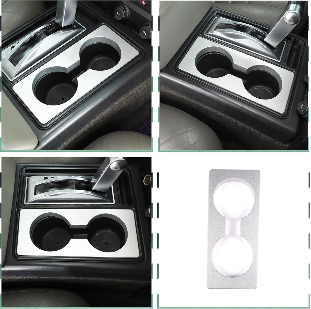Car Cup Holder Expander Adapter Compatible with 2003-2007 Hummer H2,Center Console Large Cup Holder Expander (Silver)