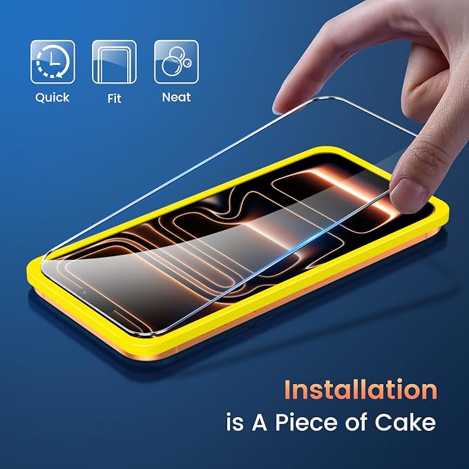 Fotbor Compatible with 3 Pack iPhone 17 Pro Screen Protector with 1 Set Camera