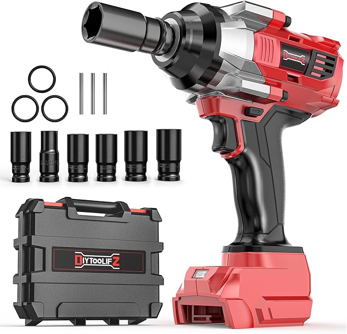 Cordless Impact Wrench 1/2 inch Compatible with Milwaukee 18V Battery, 1000 FT-LBS(1360N.m) Electric Impact Gun, High Torque Power Impact Driver with 6Pcs Sockets & Storage Case (Tool Only)