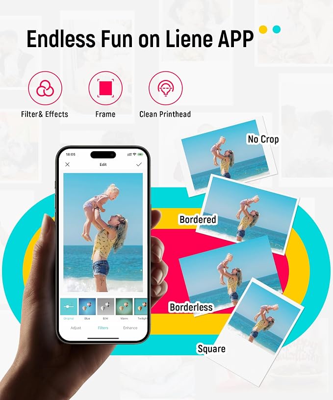 Liene Pearl K100 2x3” Photo Printer, Mini Picture Printer w/ 10 Zink Adhesive