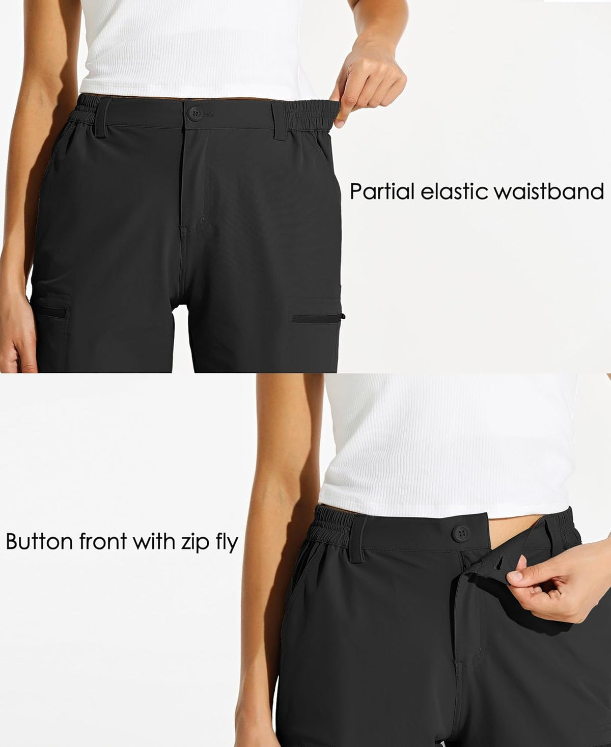 Willit Women's Hiking Cargo Shorts - Quick Dry Stretch Fabric for Summer Adventures | 10" Length