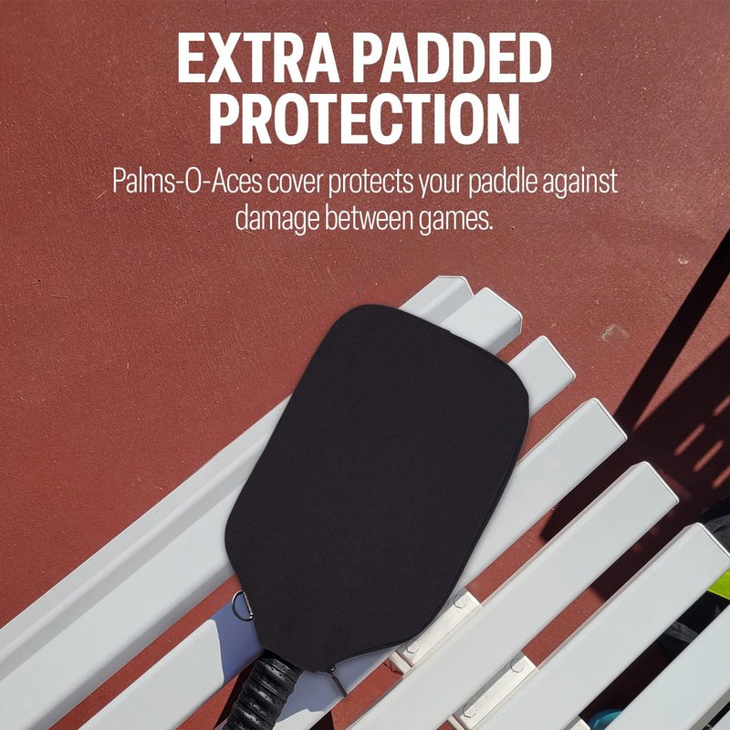 Palms-O-Aces Elongated Pickleball Paddle Cover | Canvas Padded Pickleball Paddles Sleeve with Zipper | Lightweight Protective Paddle Case for Paddles | Paddle Cover Accessory | Black