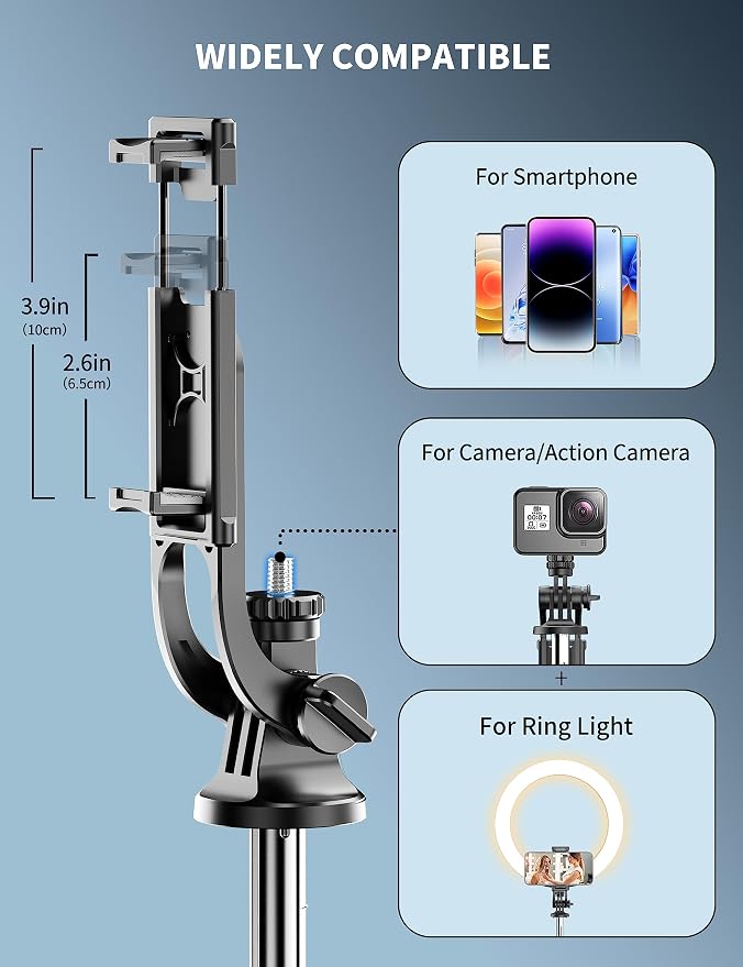 71" Phone Tripod & Selfie Stick, All in One Extendable Cell Phone Tripod