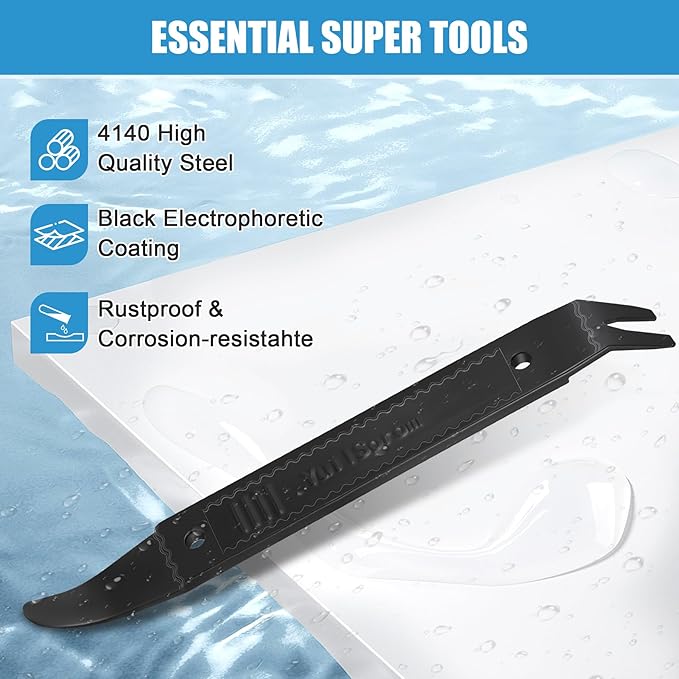 4140 Pry Tool,Pry Bar Trim Removal Tool,Pocket Pry Bar,Automotive Trim Removal Tool Kit,Aircraft Trim Removal Pry Tool,Interior and Exterior Trim Removal Kit for Planes (Dual-purpose tool black)