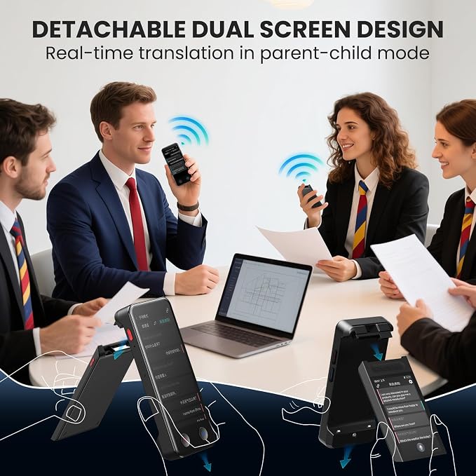Language Translator Device, Upgraded Detachable Dual Screen AI Translator
