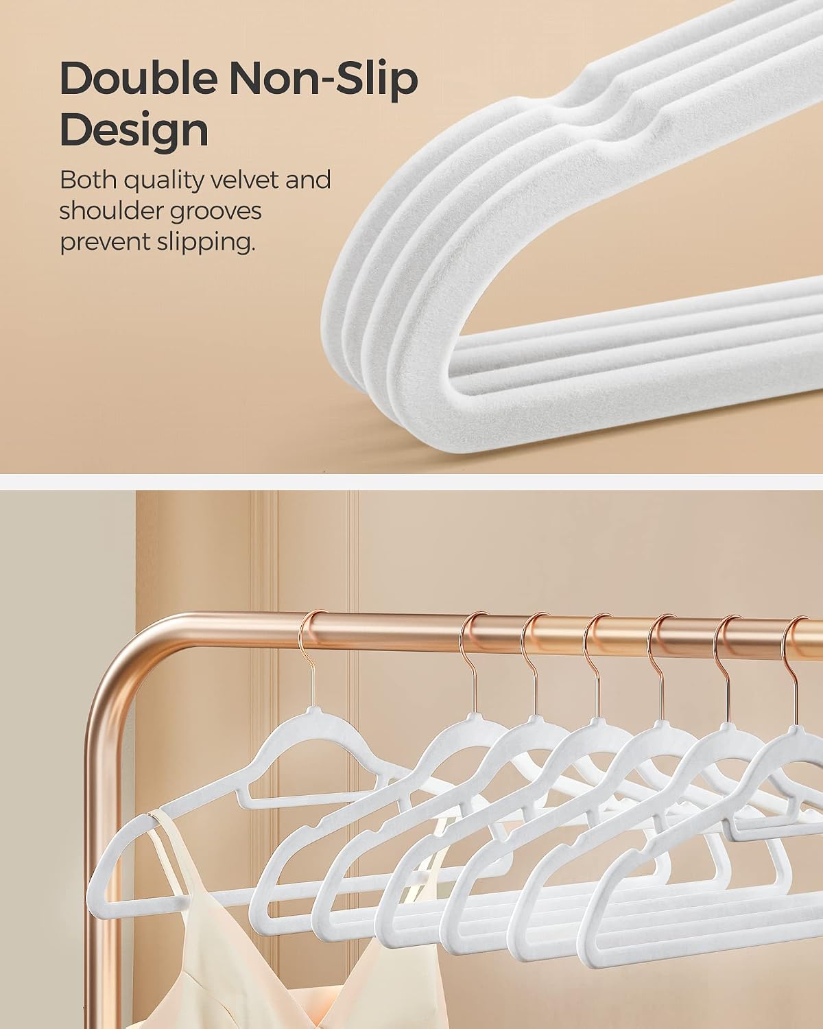 SONGMICS Velvet Hangers, Set of 50, Non-Slip, Space-Saving